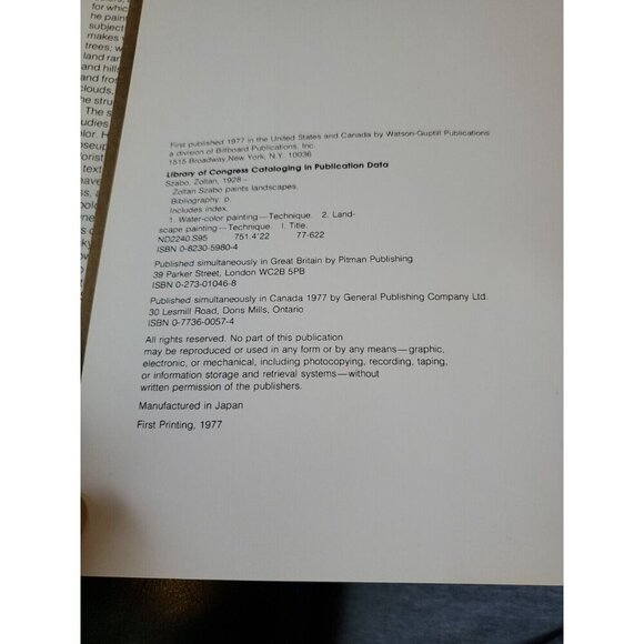 Zoltan Szabo Paints Landscapes no. 137 of 1000 SIGNED By Artist 1977 First Ed.. - Picture 6 of 6